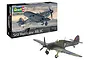 Revell 1/32 scale Hawker Sea Hurricane Mk.IIC plastic model kit box and a fully assembled, painted model aircraft on a white background.