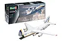 Revell 1/144 scale Antonov An-124 Ruslan plastic model kit box and a fully assembled, painted model aircraft with its nose cargo door open.