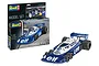 Revell 1/32 scale Tyrrell P34/2 Formula 1 model kit box and the assembled plastic model car on a white background.