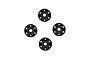 Four black Traxxas aluminium pro scale wheel washers arranged in a diamond pattern against a white background.