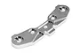 A silver aluminium rear suspension part for an HPI Trophy RC vehicle, shown from a top-down angle against a white background.