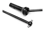 Two black metal universal drive shafts for an RC vehicle, shown against a plain white background.