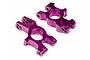 Two purple anodized aluminium rear hub carriers for an RC truggy, shown from an angled perspective on a white background.