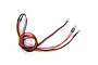 A pair of 3mm orange LED lights with black and orange wiring and a small white connector, coiled on a white background.