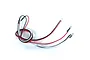A pair of 3mm white LED lights with red, black, and white wiring and a small connector, coiled on a white background.