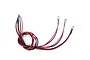 A pair of 5mm red LED lights connected to red and black wiring with a small white connector plug.