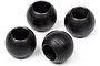 Four black metal ball studs for RC suspension components arranged on a white background.