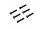 A set of six black metal button head screws with fine threading, arranged on a plain white background.