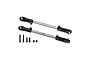 Two black and silver adjustable RC steering linkages with included screws and nuts on a white background.