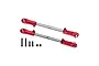 Two red and silver aluminium RC steering linkages with included screws and nuts on a white background.