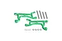 GPM Racing green anodized aluminium upper suspension arms for RC cars, including suspension pins, screws, and washers.