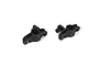 Two black plastic RC front spindle carriers for a Losi vehicle, shown against a white background.