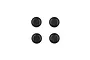 Four black rubber shock bladders arranged in a square pattern on a white background.