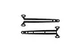 Two black G10 composite top deck braces for an RC car, shown against a white background.