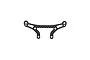 A Factory Team carbon fibre bumper brace for RC vehicles, featuring a curved design with multiple mounting holes and a woven carbon pattern.