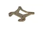 A bronze-coloured aluminium front shock tower for an RC car, featuring multiple mounting holes and a central cutout, isolated on a white background.
