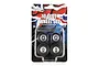 DDA Collectables 1/24 scale 10-slot chrome wheel set in blister packaging with a Union Jack background.