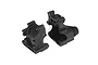 Two black plastic RC transmission case halves shown from an angled perspective against a white background.