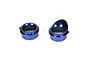 Two blue anodized aluminium RC differential bearing inserts shown from different angles against a white background.