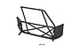 A black plastic right-side roll cage component for the Losi 5IVE-T RC truck, shown against a white background with two small metal mounting spacers.
