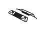 A set of two black plastic front and rear bumpers for a Losi 5IVE-T RC vehicle, featuring a tubular design and the Losi logo on the front bumper.