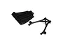 A black plastic front skid plate and a matching black plastic chassis brace for a Losi RC vehicle.
