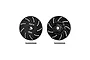 Two black GPM aluminium 17mm brake disc wheel hex adapters with +2mm offset and two metal drive pins on a white background.