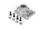 Losi clutch housing mount with pre-installed bearing, four black screws, and four washers on a white background.