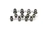 A collection of twelve metal pivot balls for RC vehicles arranged on a white background.