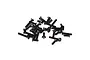 A pile of assorted black metal cap head and countersunk screws for Losi 5IVE-T RC vehicles.