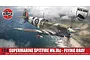Airfix 1/24 scale Supermarine Spitfire Mk.IXc Flying Dray model kit box art featuring a Spitfire flying over a D-Day beach landing scene.