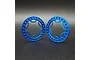 Two blue anodized aluminium beadlock rings for 1.9 inch RC wheels, featuring a circular design with multiple bolt holes and cutouts.