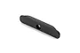 A black plastic front bumper spare part for an XRAY RC car, shown from a high-angle perspective against a white background.
