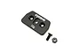 Kyosho 10g rear chassis weight plate with a flathead screw and a nylon lock nut on a white background.
