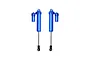 Two GPM Racing blue aluminium piggyback RC shock absorbers shown against a white background.
