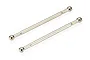 Two silver-coloured metal RC drive shafts with ball joints at each end, displayed against a white background.