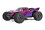 ARRMA Vorteks 223S BLX 1/10 scale 4WD electric stadium truck in purple and grey livery, studio shot on white background.