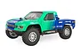 Losi Tenacity TT Pro 4X4 RC short course truck in Falken livery with green and blue body, off-road tires, and sponsor decals on a white background.
