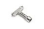 A silver-coloured T-shaped metal hex nut wrench for RC vehicles, shown against a plain white background.