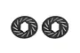 Two circular carbon fibre brake discs for an RC car, featuring a hexagonal center hole and radial ventilation slots.
