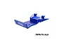 A blue anodized aluminium front skid plate for an RC car, featuring the GPM Racing logo and 7075-T6 ALU text.
