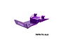 A purple anodized aluminium front skid plate and bumper for an RC car, featuring the GPM Racing logo and 7075-T6 aluminium text.
