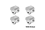 Four silver GPM Racing aluminium shock cap protectors arranged in a grid on a white background.