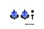 GPM Racing blue anodized aluminium and steel differential set for RC cars, featuring two assembled differentials and two pinion gears.