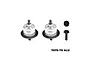 GPM Racing silver aluminium and steel front and rear differential set for RC cars, featuring two differential housings and two pinion gears.