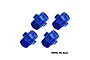 Four blue anodized aluminium 17mm wheel hex adapters from GPM Racing, arranged in a grid against a white background.