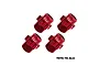 Four red anodized aluminium 17mm wheel hex adapters for RC cars, featuring the GPM Racing logo, arranged on a white background.