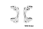 A pair of silver GPM Racing aluminium front hub carriers for RC cars, marked with L and R indicators on a white background.