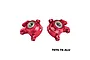 A pair of red anodized aluminium front steering hubs for RC cars by GPM Racing, featuring pre-installed bearings and marked with L and R.