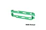 A pair of green anodized aluminium chassis nerf bars for RC vehicles by GPM Racing, shown against a white background.